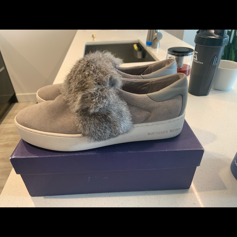 Michael Korrs rabbit fur sneakers